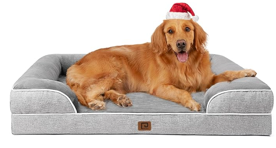 EHEYCIGA Orthopedic Dog Beds for Extra Large Dogs, Waterproof Memory Foam XL Dog Bed with Sides, Non-Slip and Egg-Crate Foam Big Dog Couch Bed with Washable Removable Cover, Grey