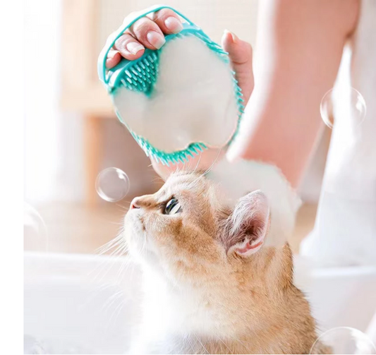 Dog Cat Bath Massage Gloves Brush