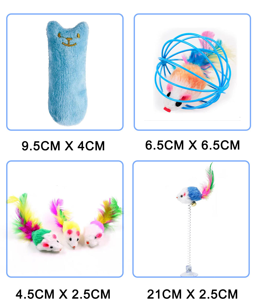 Cat Toy Set Funny Pet Interactive Fish Mouse Ball Catnip Toy