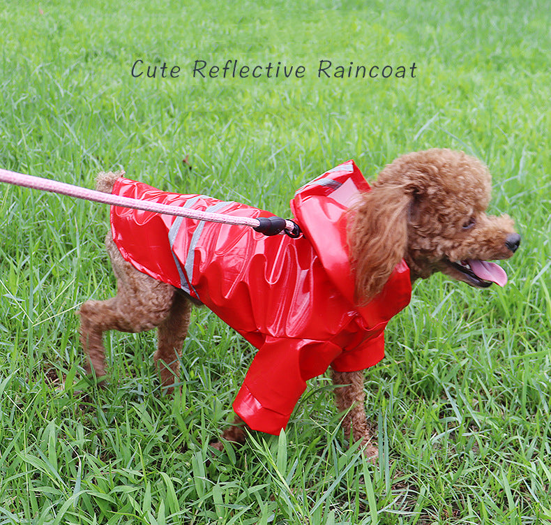 Waterproof Pets Clothes Reflective Hooded Dog Raincoats