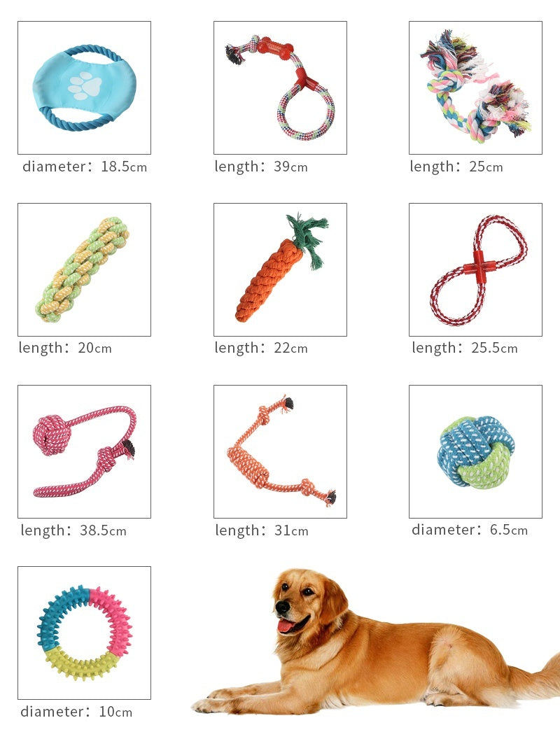 10pcs/set Dog Chewing Toys for Teeth Cleaning