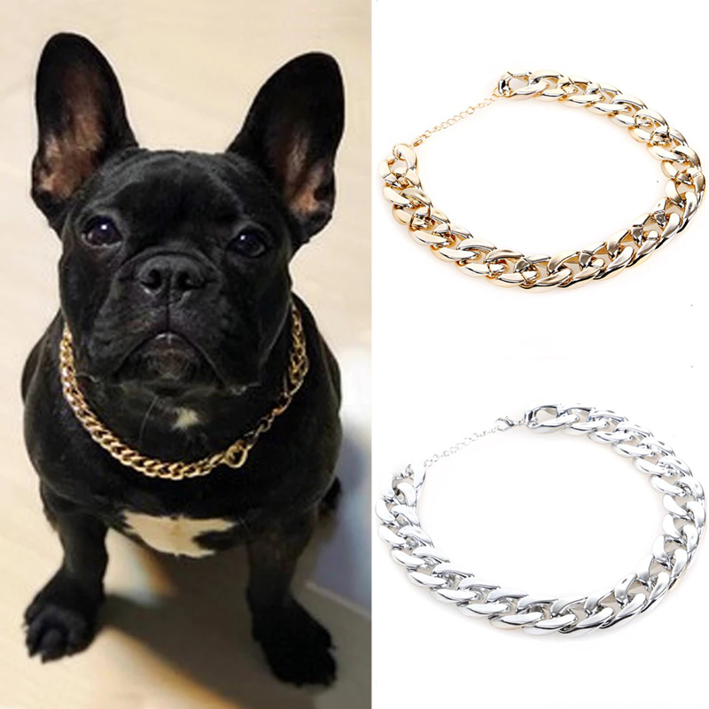 Small Dog Snack Chain Teddy French Bulldog Necklace Silvery/Golden