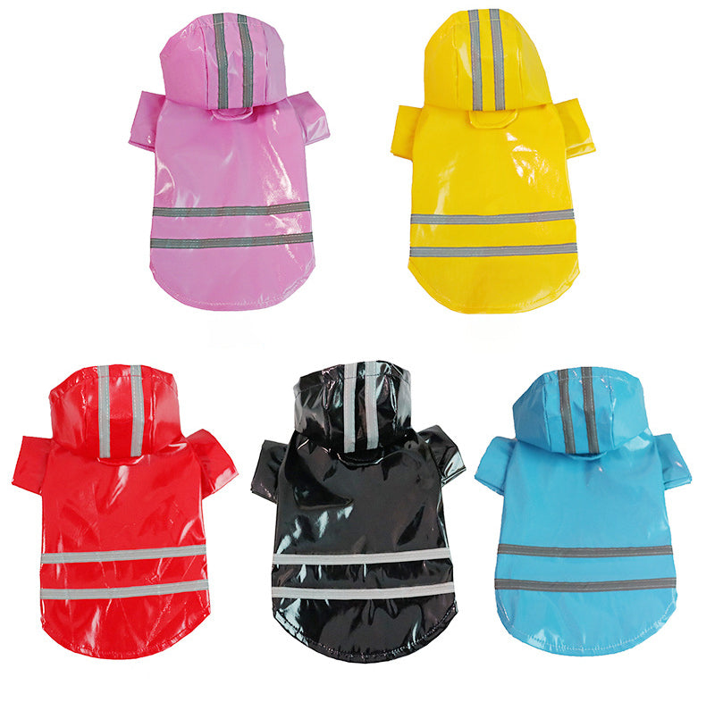 Waterproof Pets Clothes Reflective Hooded Dog Raincoats