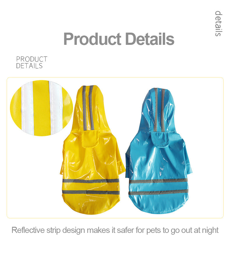 Waterproof Pets Clothes Reflective Hooded Dog Raincoats