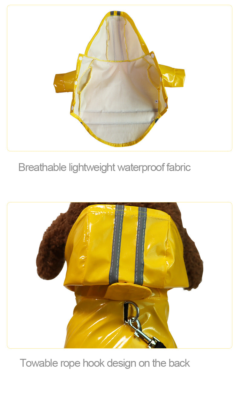 Waterproof Pets Clothes Reflective Hooded Dog Raincoats