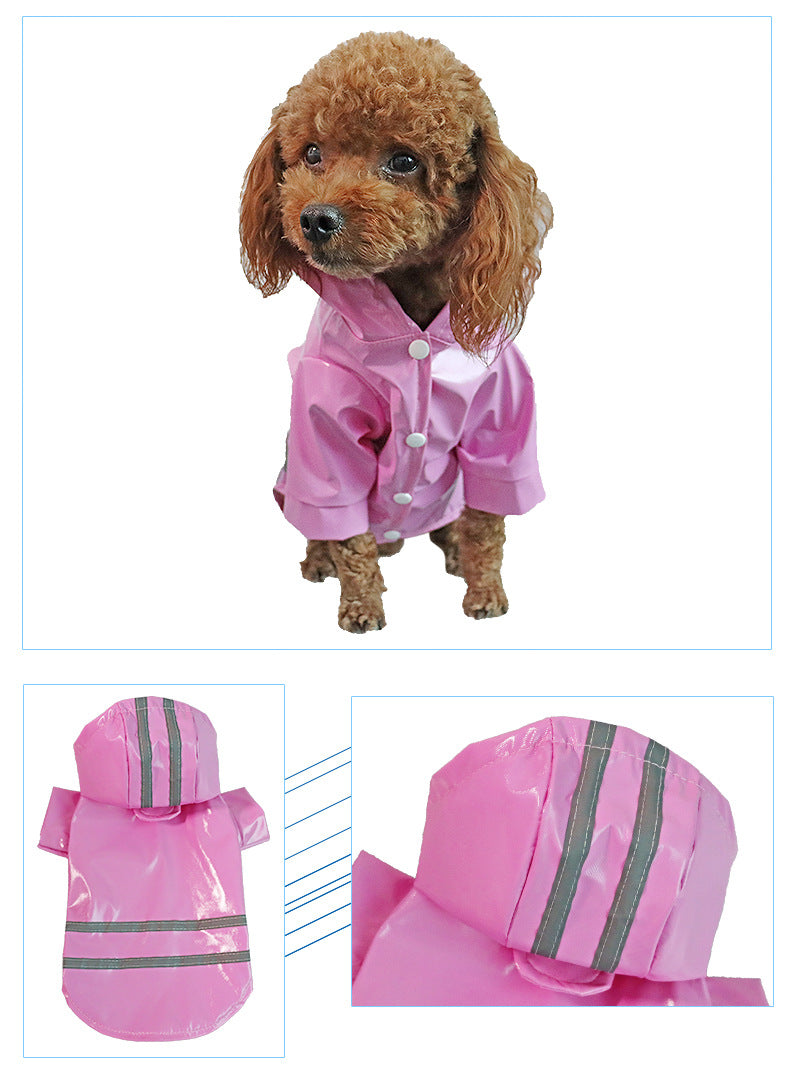 Waterproof Pets Clothes Reflective Hooded Dog Raincoats