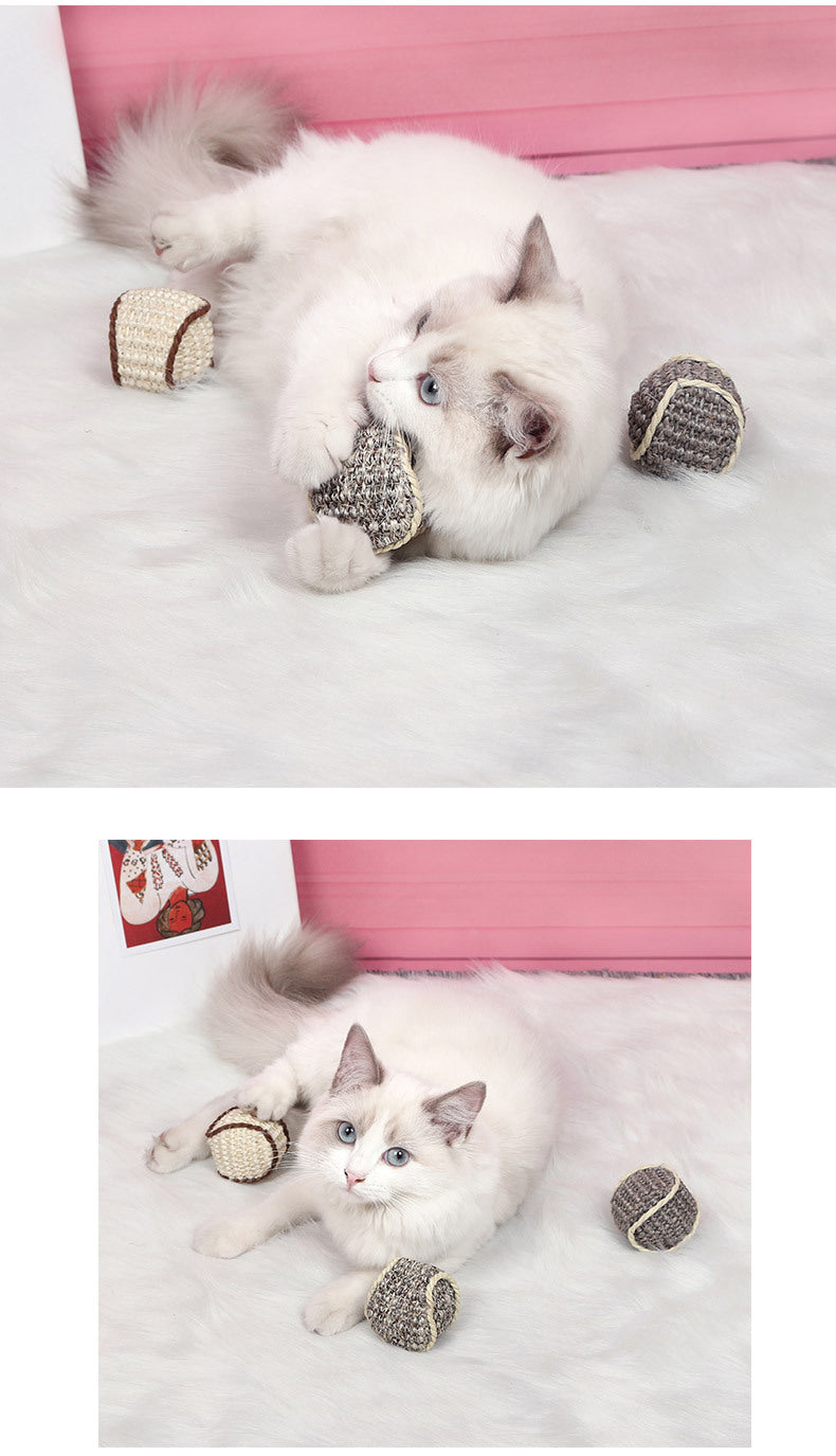 Cat Toy Sisal Scratching Ball Training Interactive