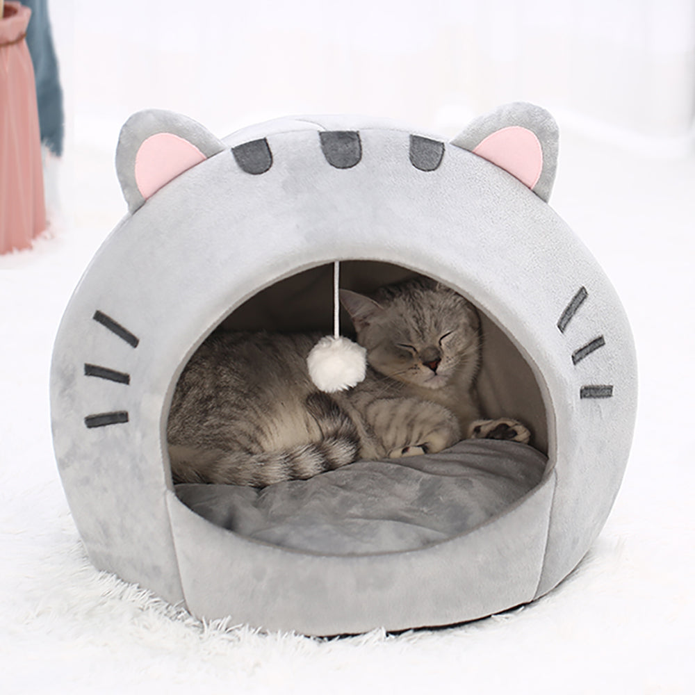 Cute Cat Bed Warm Pet House Kitten Cave Cushion Comfort Cat House