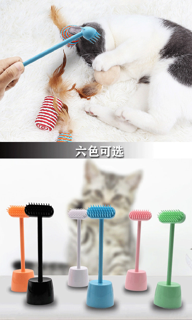 Cute Ear Shape Cat Massage Brush with Bell Soft Cat Rub Hair