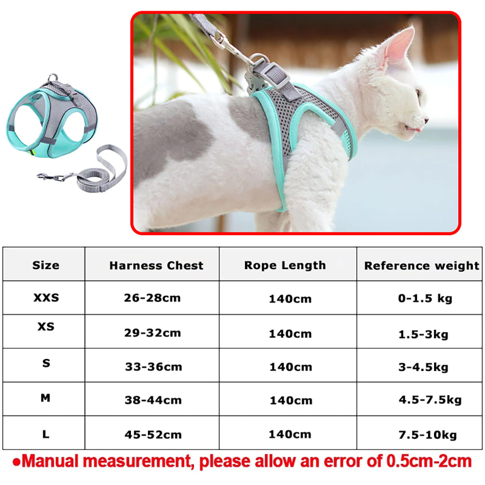 New Cat Harness Leash Set Adjustable Kitten Collar Vest