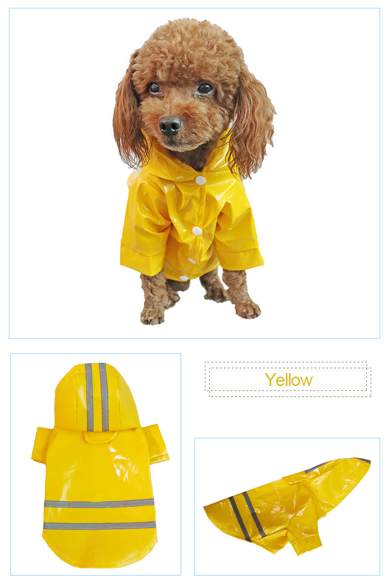 Waterproof Pets Clothes Reflective Hooded Dog Raincoats