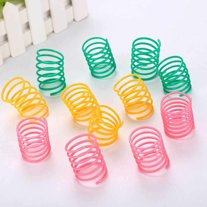 20pcs Cat Spring Toys Plastic Colorful Coil Spiral Springs