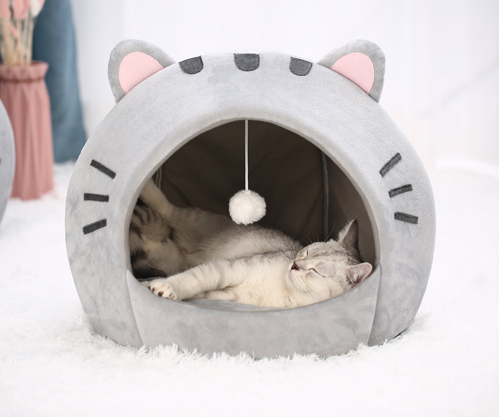 Cute Cat Bed Warm Pet House Kitten Cave Cushion Comfort Cat House