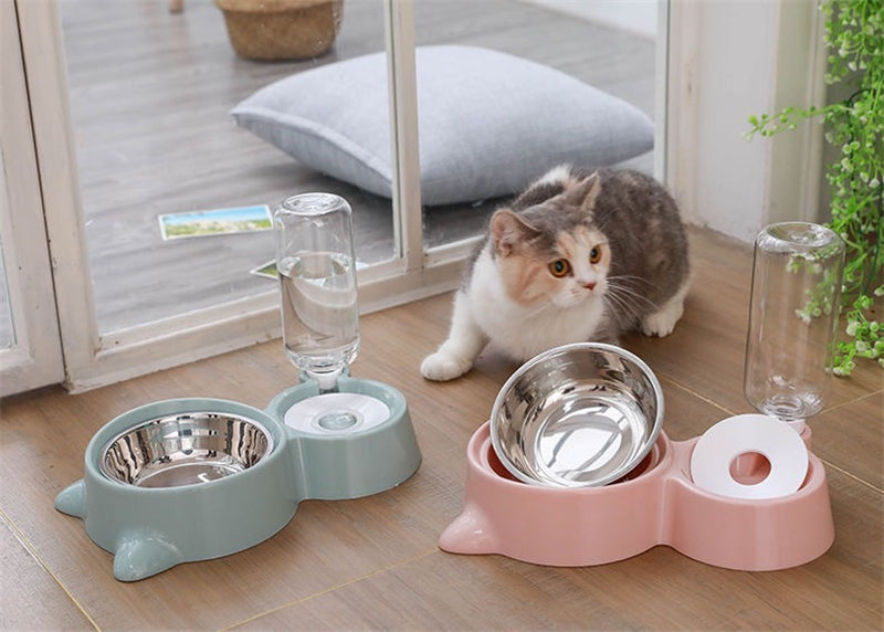 Cat Bowl with Stand Automatic Water Storage