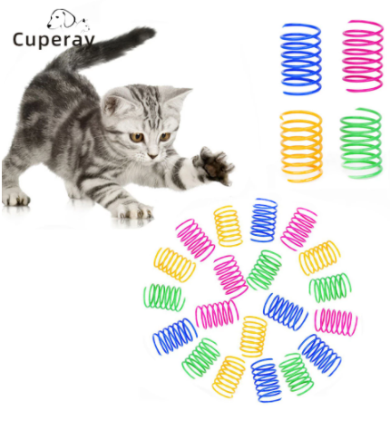 20pcs Cat Spring Toys Plastic Colorful Coil Spiral Springs