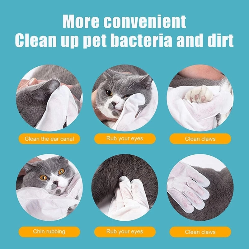 8Pcs/Pack Disposable Pet Stain Remover Wipes