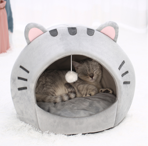 Cute Cat Bed Warm Pet House Kitten Cave Cushion Comfort Cat House